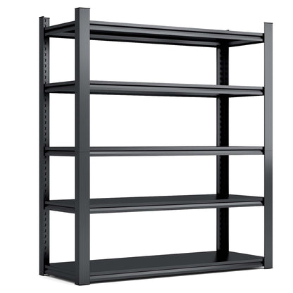 5 Tier Metal Shelving Unit - Black Gray Storage for Living Room