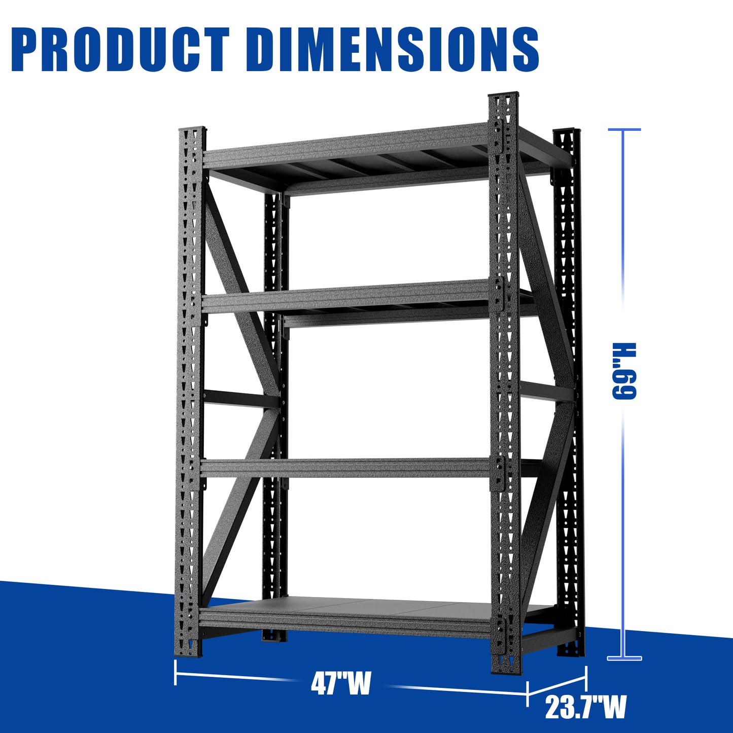 Heavy Duty Metal Garage Shelves - 4000 LBS Capacity, Black