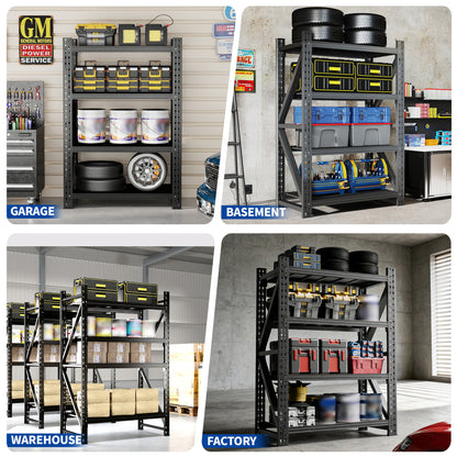Heavy Duty Metal Garage Shelves - 4000 LBS Capacity, Black