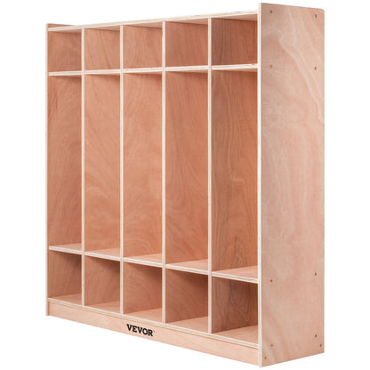Preschool Cubby Lockers 5-Section Plywood Birch Coat Locker 15MM Thickness Kids Locker for Home 48.4 Inch High Durable Classroom Lockers for Toddlers and Kids Commercial or Personal Use