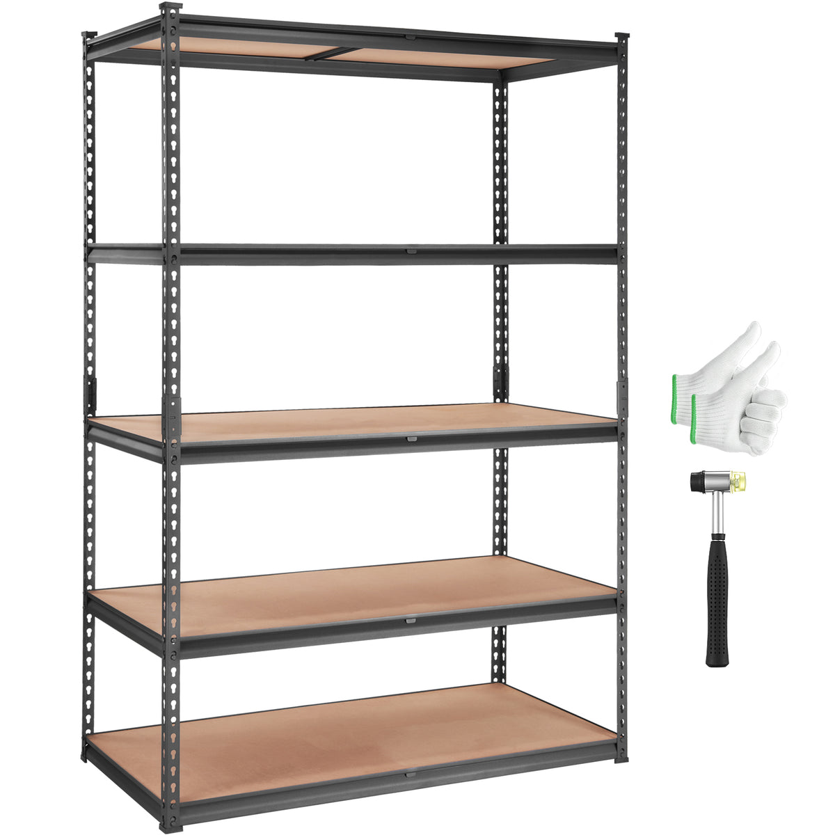 Heavy Duty 5-Tier Storage Shelving Unit - Black, 48"L x 24"W x 72"H