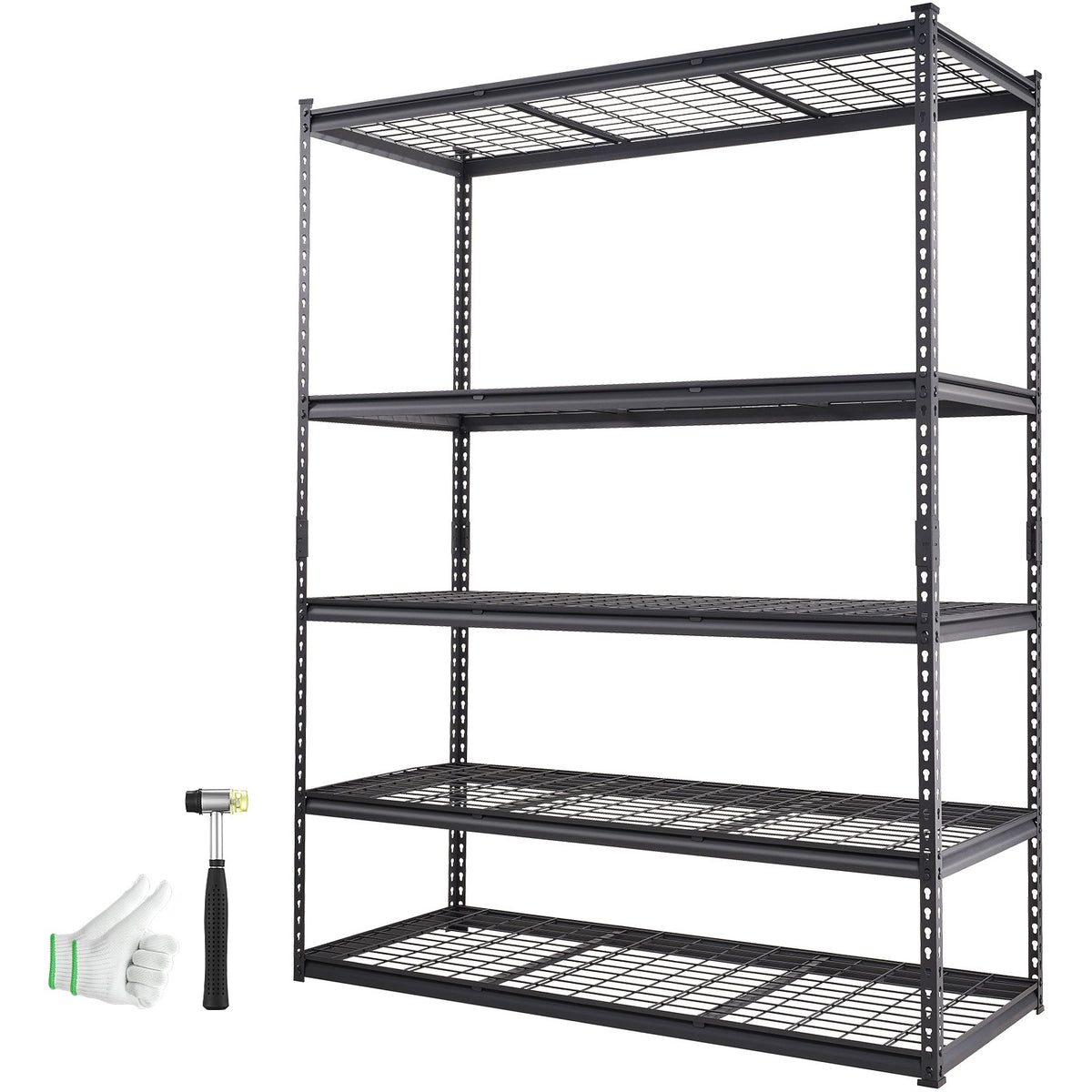 Heavy Duty 5-Tier Carbon Steel Shelving Unit - 2000 lb Capacity
