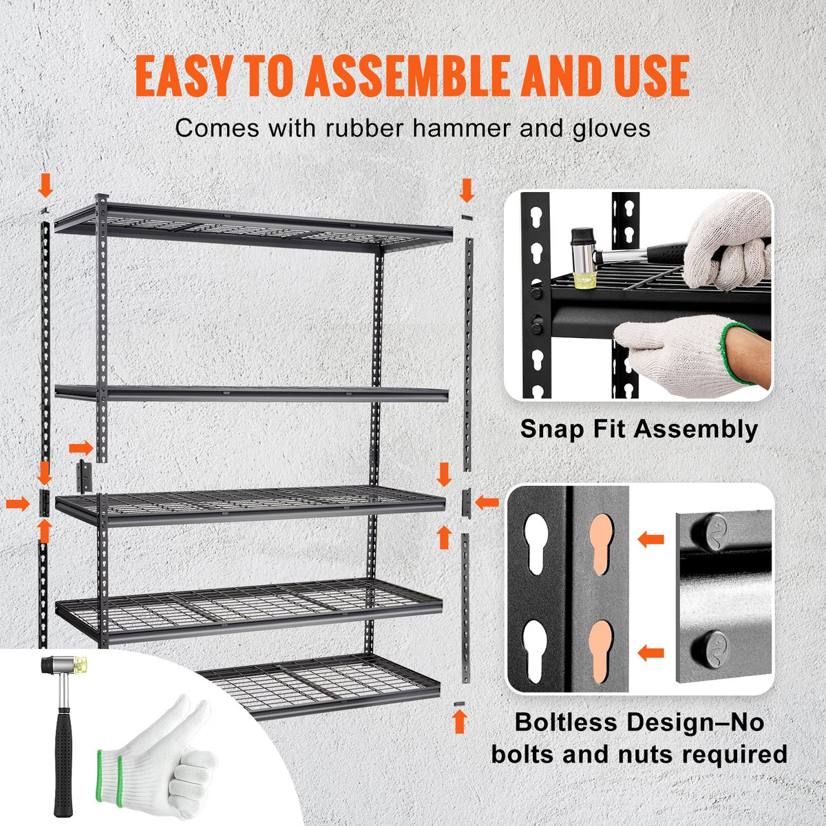 Heavy Duty 5-Tier Carbon Steel Shelving Unit - 2000 lb Capacity