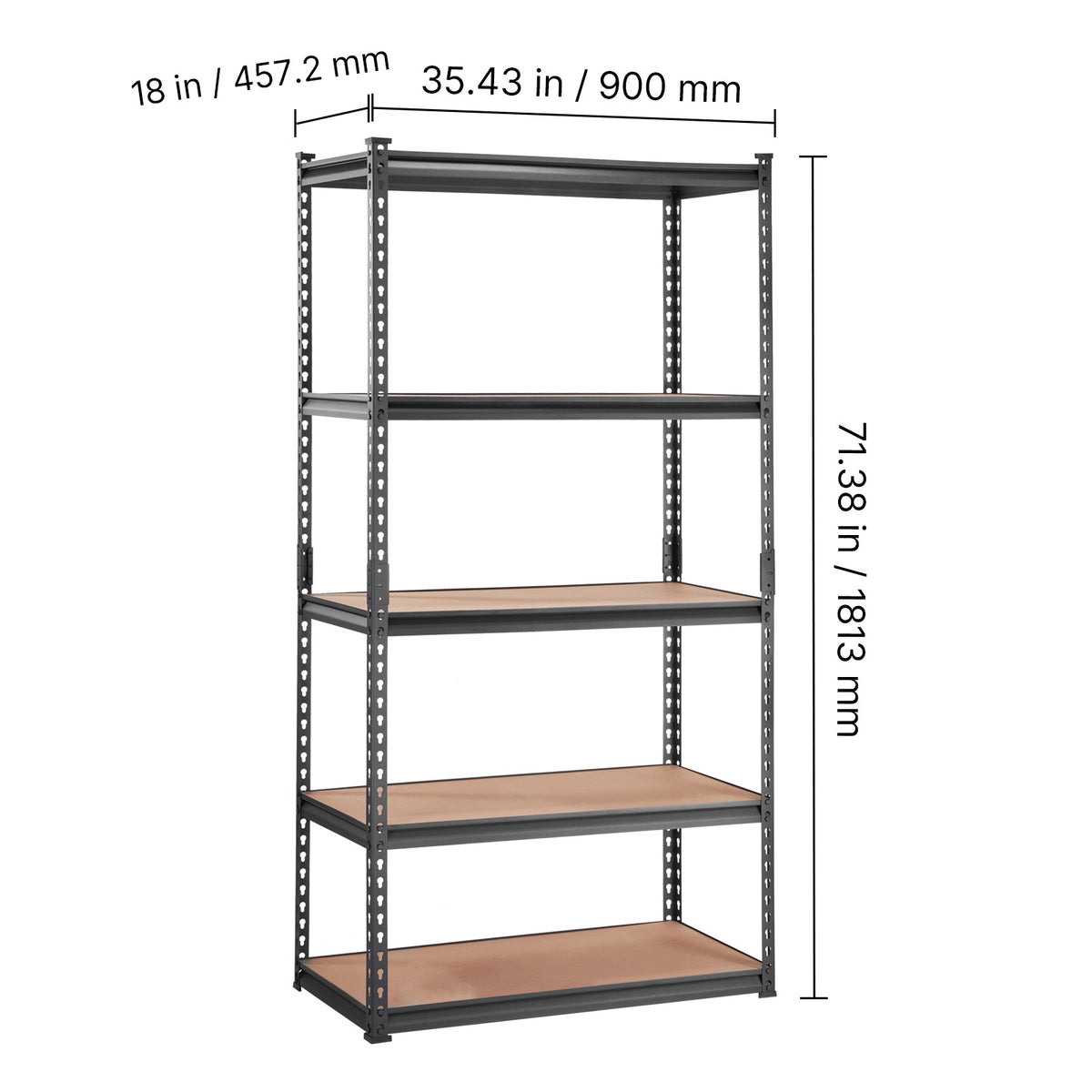 5-Tier Carbon Steel Garage Shelving Unit - 2000 lb Capacity