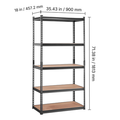 5-Tier Carbon Steel Garage Shelving Unit - 2000 lb Capacity