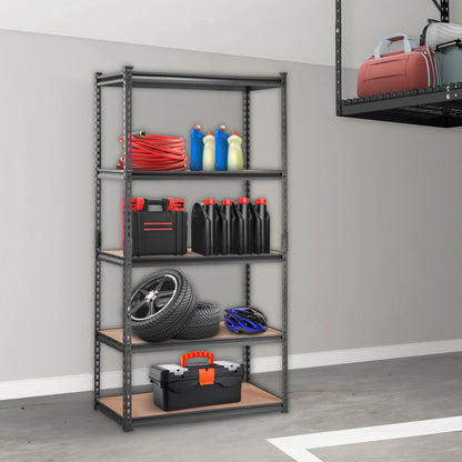 5-Tier Carbon Steel Garage Shelving Unit - 2000 lb Capacity