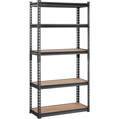Heavy Duty 5-Tier Storage Shelving Unit - Black, 30"L x 12"W x 60"H for Living Room