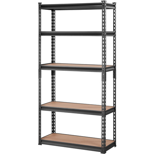 Storage Shelving Unit, 5-Tier Adjustable, 2000 lbs Capacity, Heavy Duty Garage Shelves Metal Organizer Utility Rack, Black, 30" L x 12" W x 60" H for Kitchen Pantry Basement Bathroom Laundry