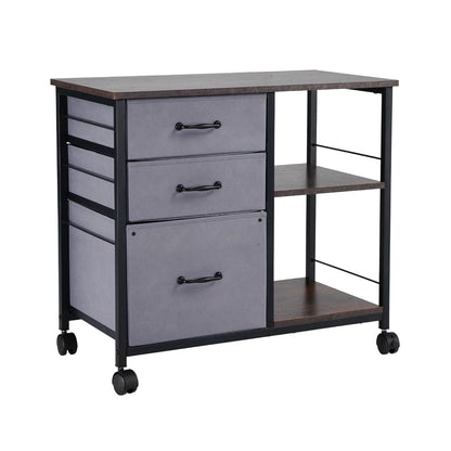 Multi-Functional File Cabinet with 3 Drawers & Shelves