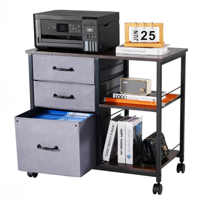 Multi-Functional File Cabinet with 3 Drawers & Shelves