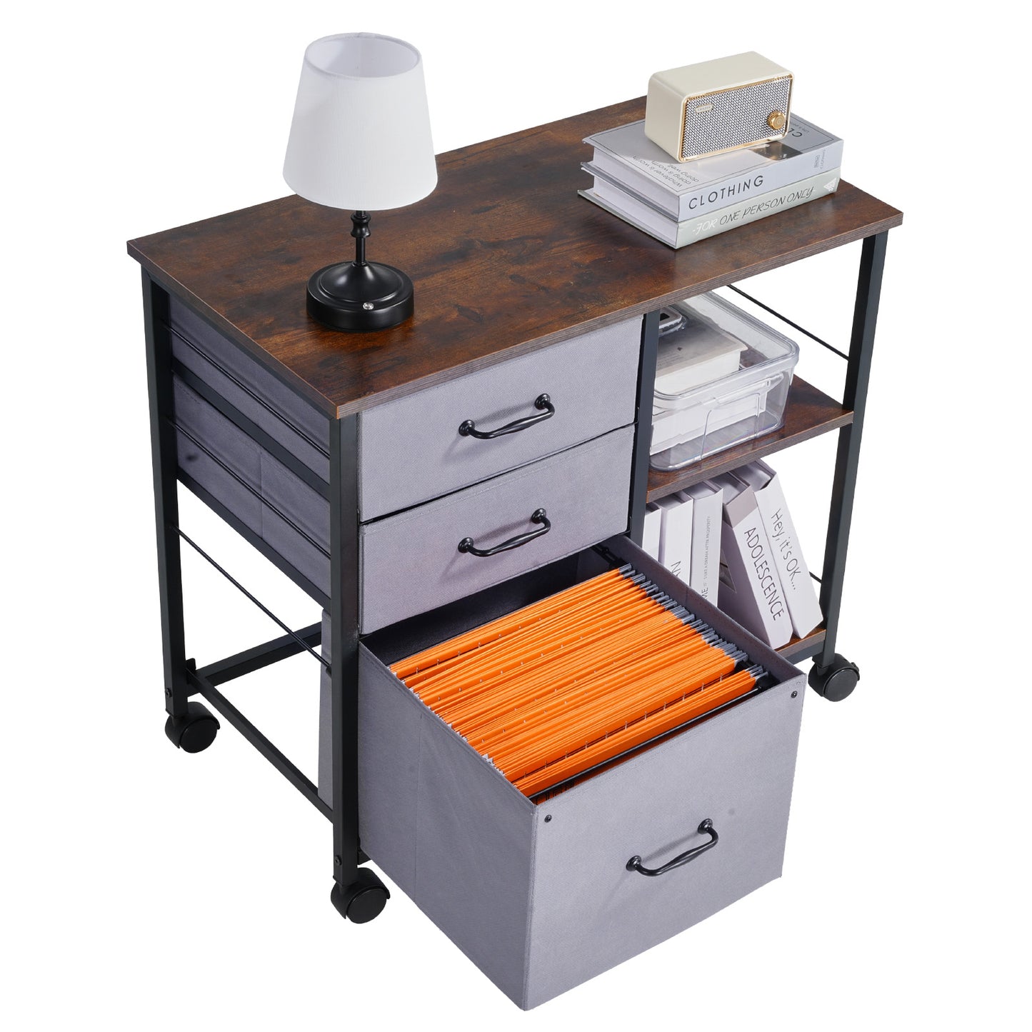 Multi-Functional File Cabinet with 3 Drawers & Shelves