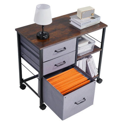 Multi-Functional File Cabinet with 3 Drawers & Shelves