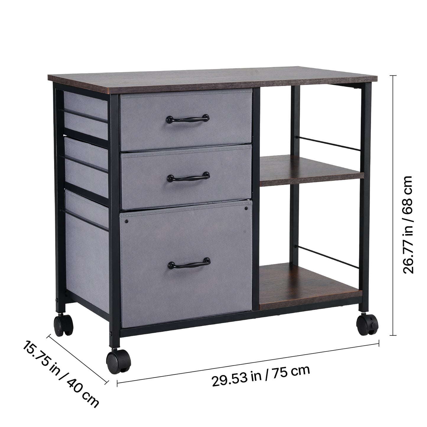 Multi-Functional File Cabinet with 3 Drawers & Shelves