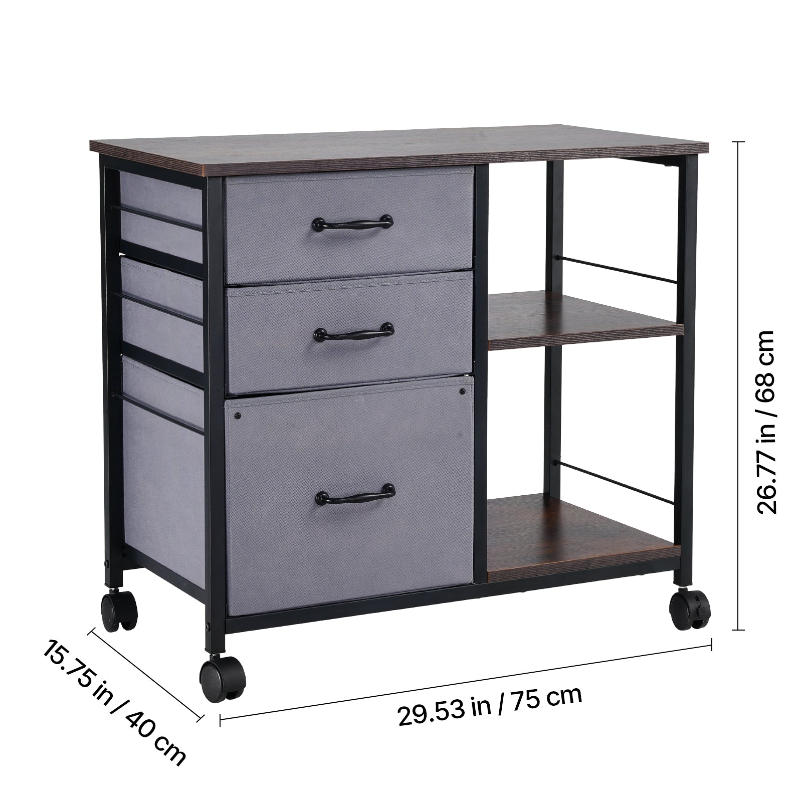 Multi-Functional File Cabinet with 3 Drawers & Shelves