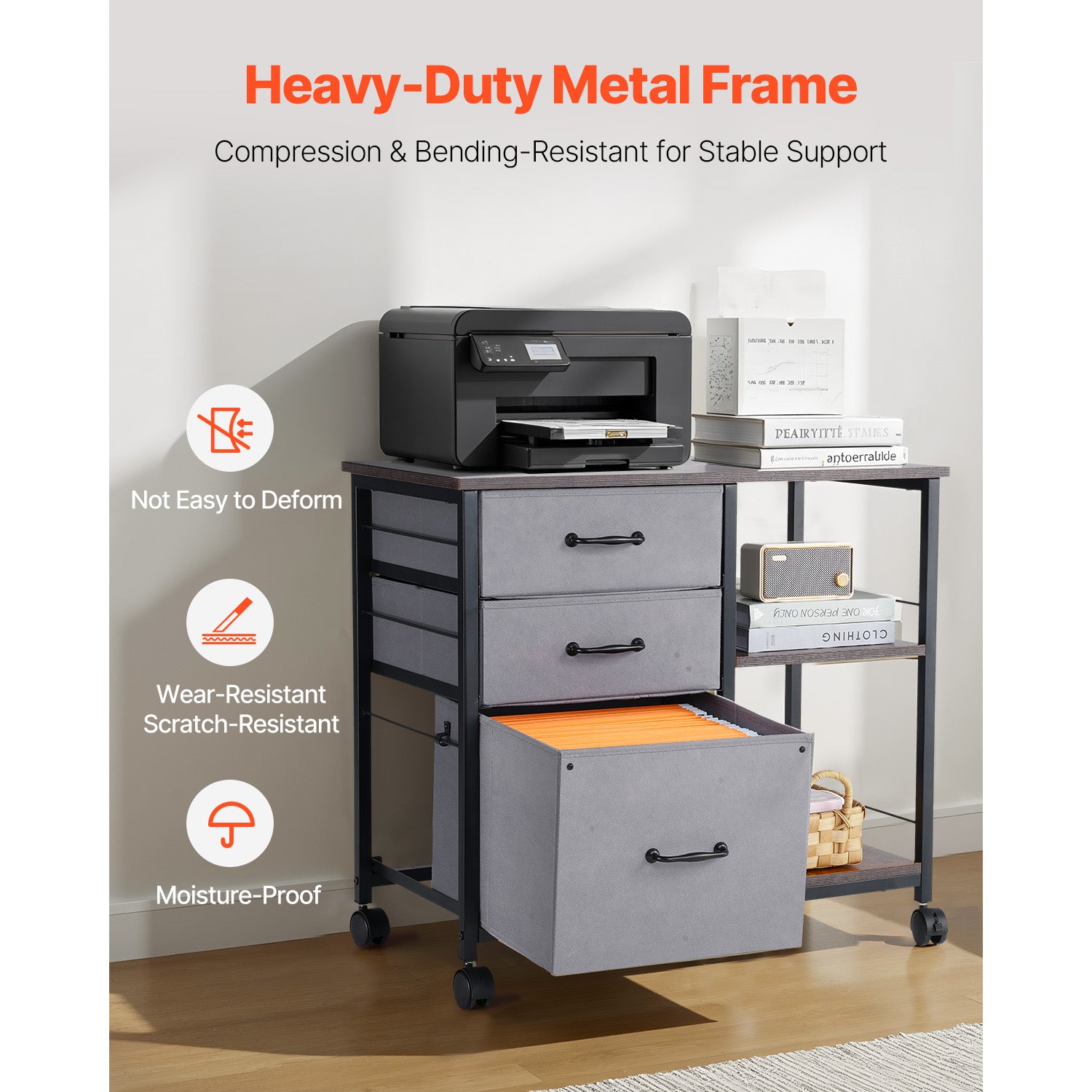 Multi-Functional File Cabinet with 3 Drawers & Shelves