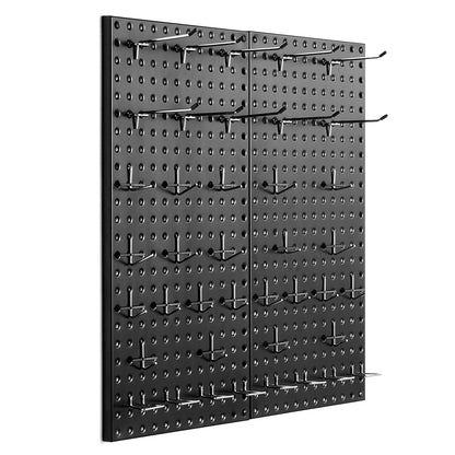 Black Steel Pegboard Panels - 24" x 12" Garage Tool Organizer for Living Room