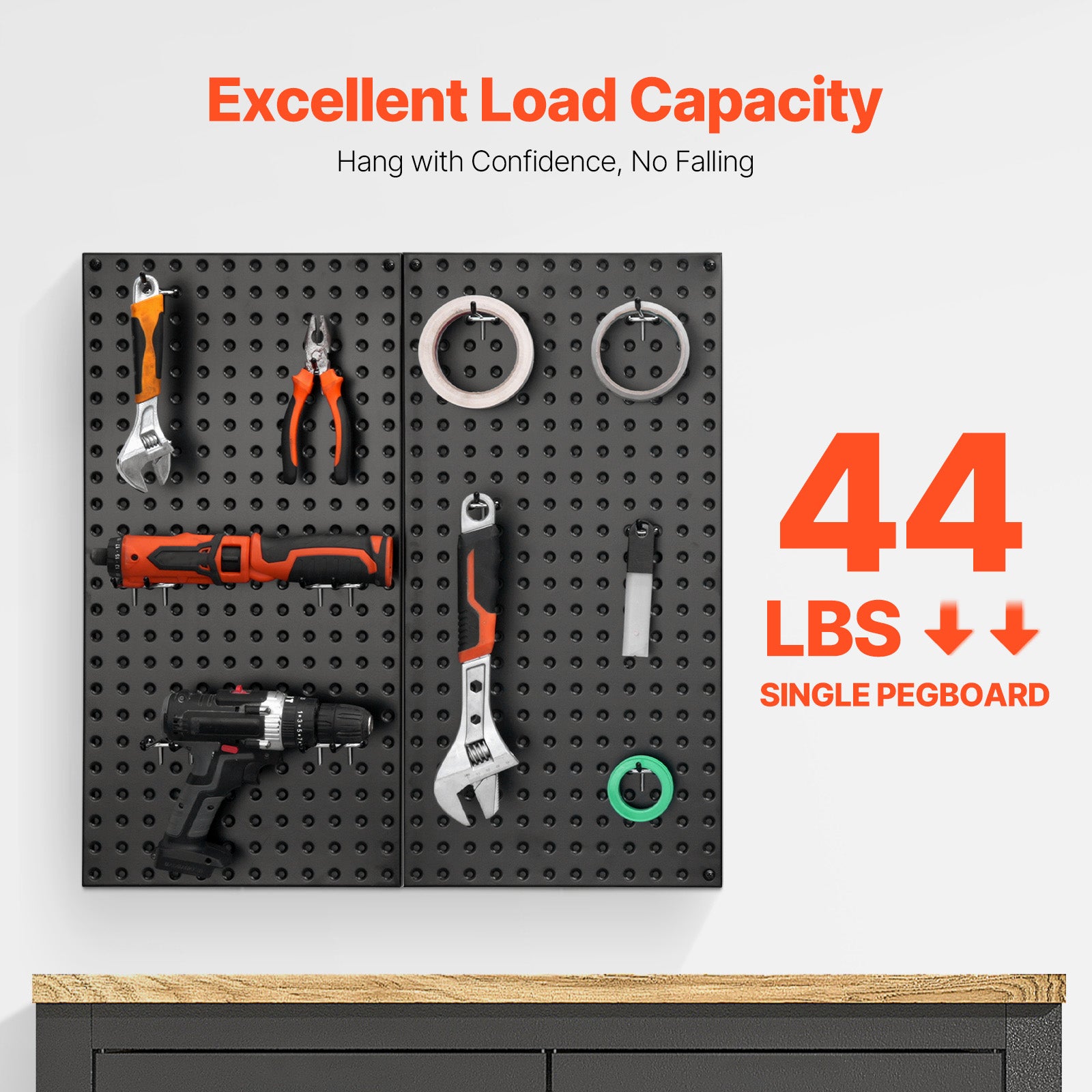 Black Steel Pegboard Panels - 24" x 12" Garage Tool Organizer for Living Room