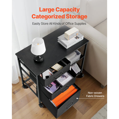 Black File Cabinet with 3 Drawers & Open Shelves - Office Storage
