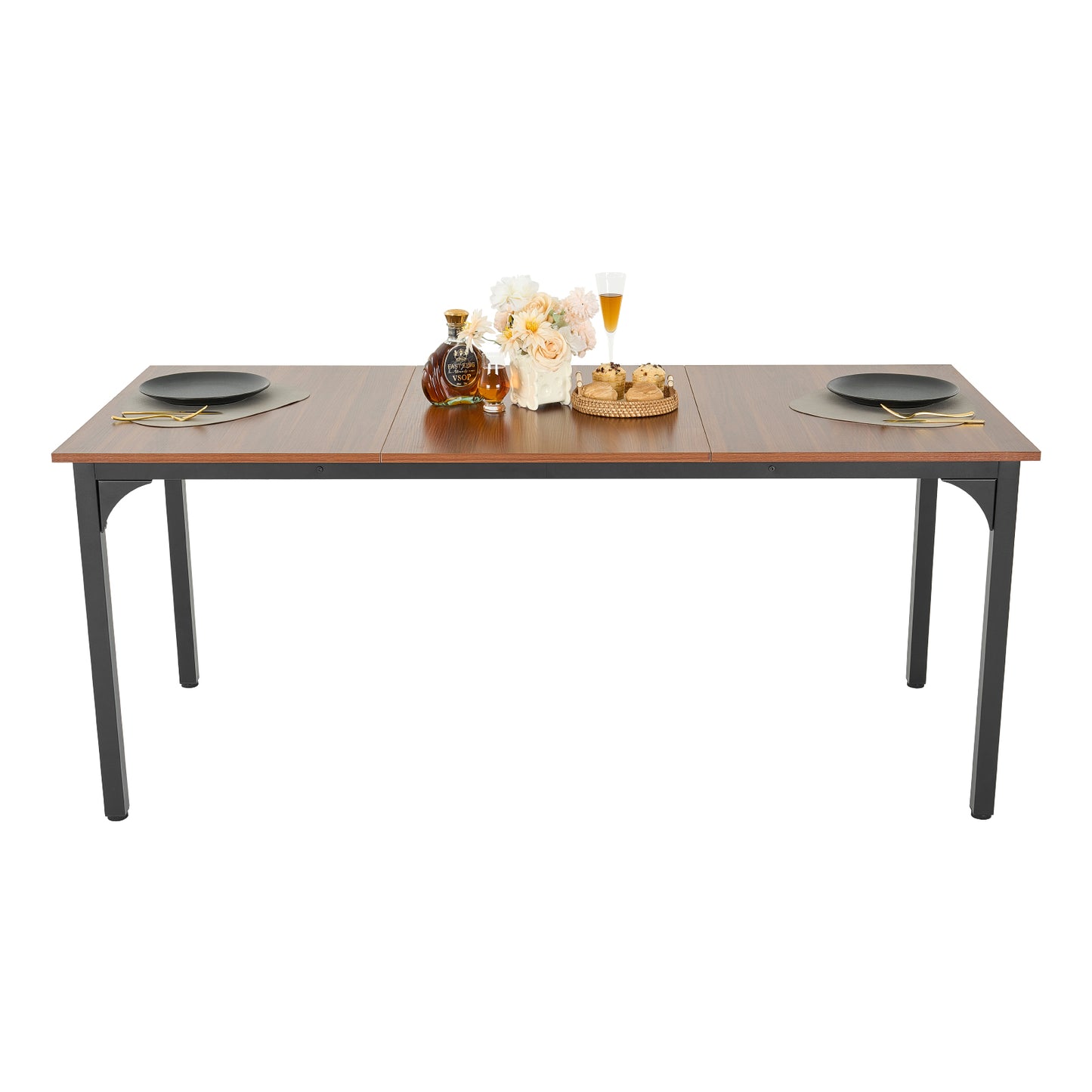 70.9" Rectangle Brown Dining Table - Seats 6-8