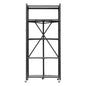 Folding Storage Shelf with Wheels 5-Tier Metal Shelving Unit Black
