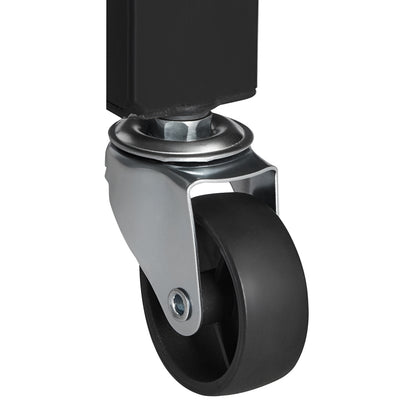 61.57" Black Steel Folding Shelf with Wheels - 4 Tier Storage for Living Room