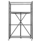 Folding Storage Shelf with Wheels 4-Tier No Assembly Organizer Shelf Black