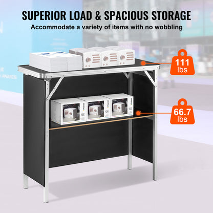 Portable Folding Trade Show Table - Black Aluminum
