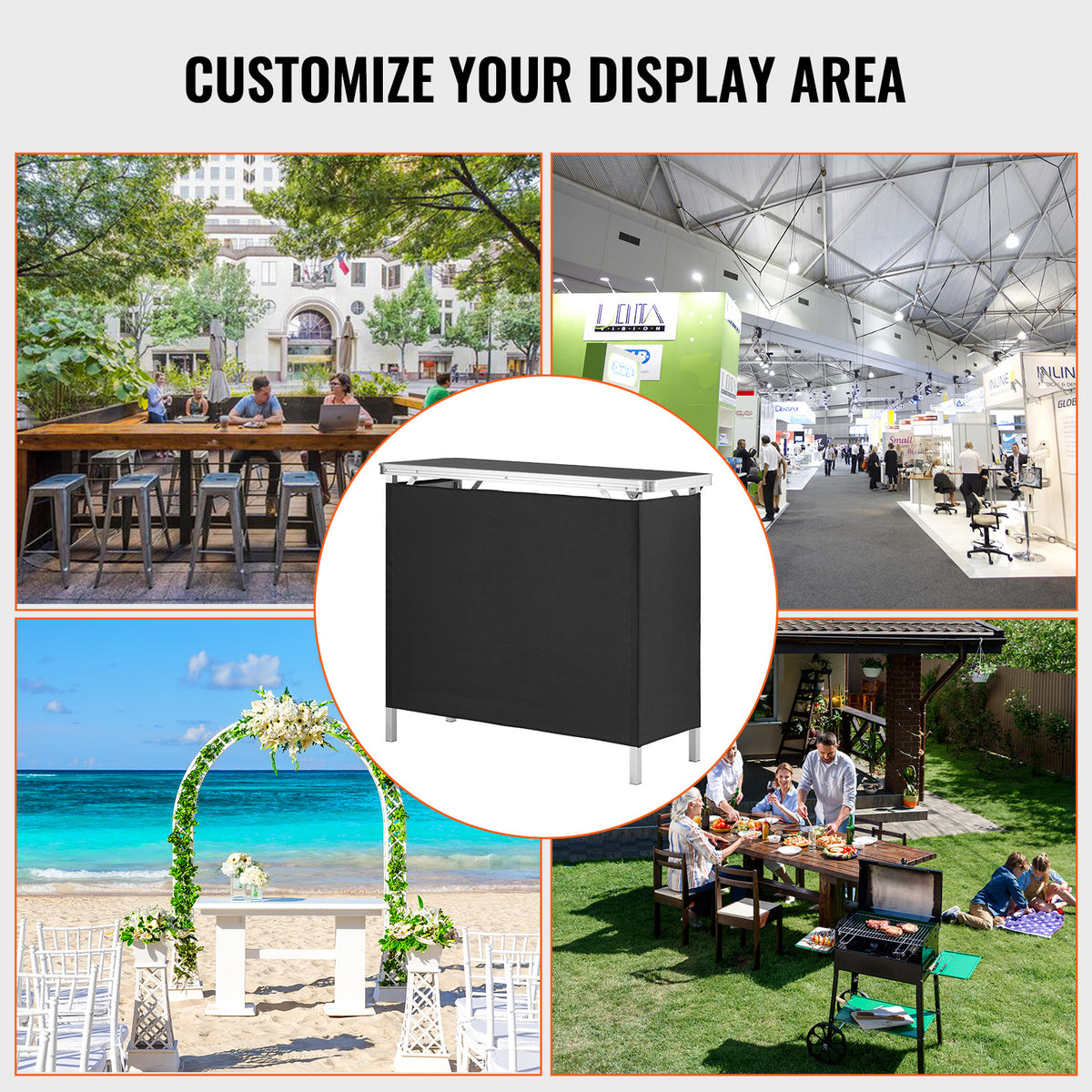 Portable Folding Trade Show Table - Black Aluminum