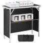 Folding Portable Bar Table, Tradeshow Podium Table for Indoor, Outdoor, Party, Picnic, Exhibition, Includes Carrying Case, Storage Shelf and  Black Skirt, 38.39" x 15.16" x 34.25"