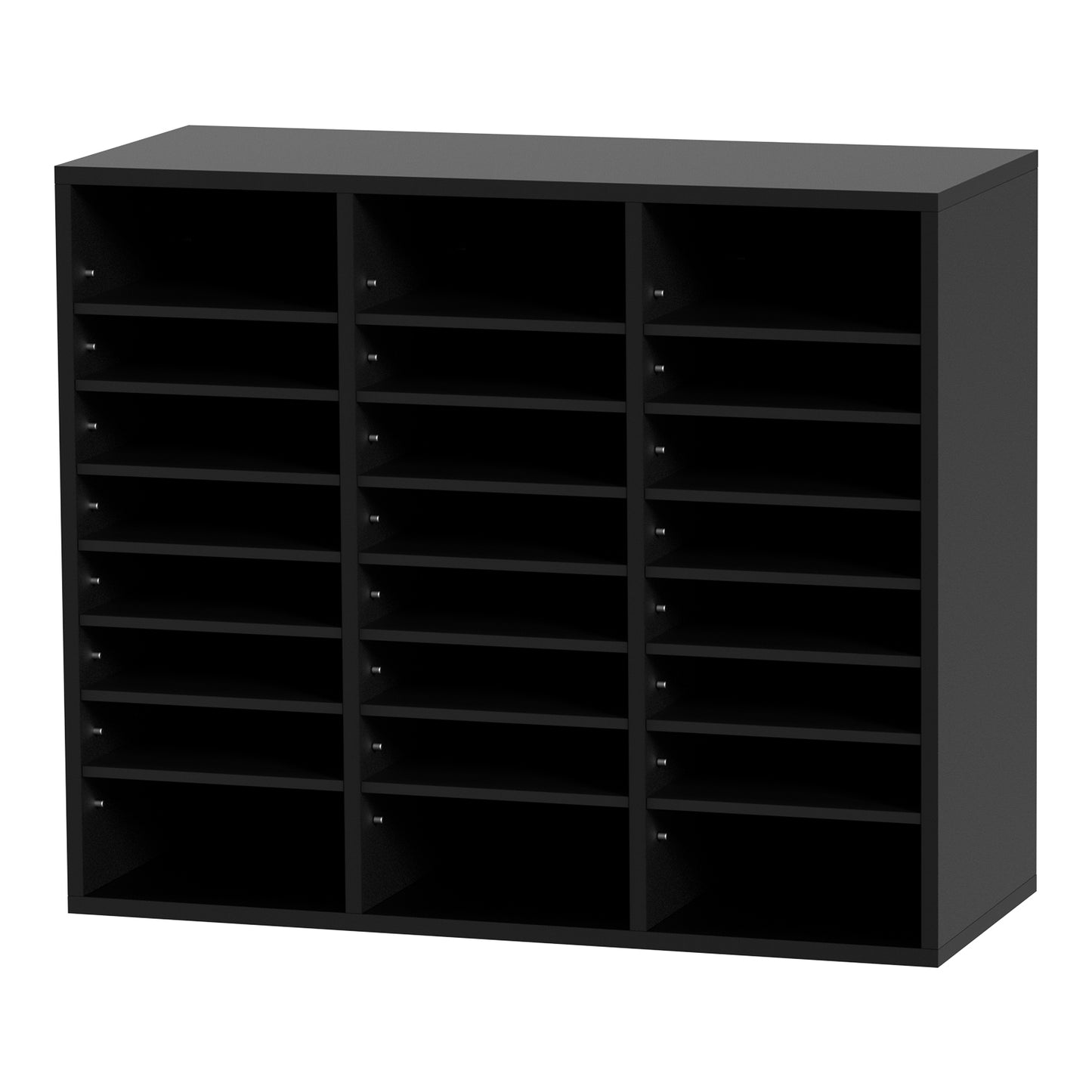 24 Compartment Black Wood File Sorter Organizer