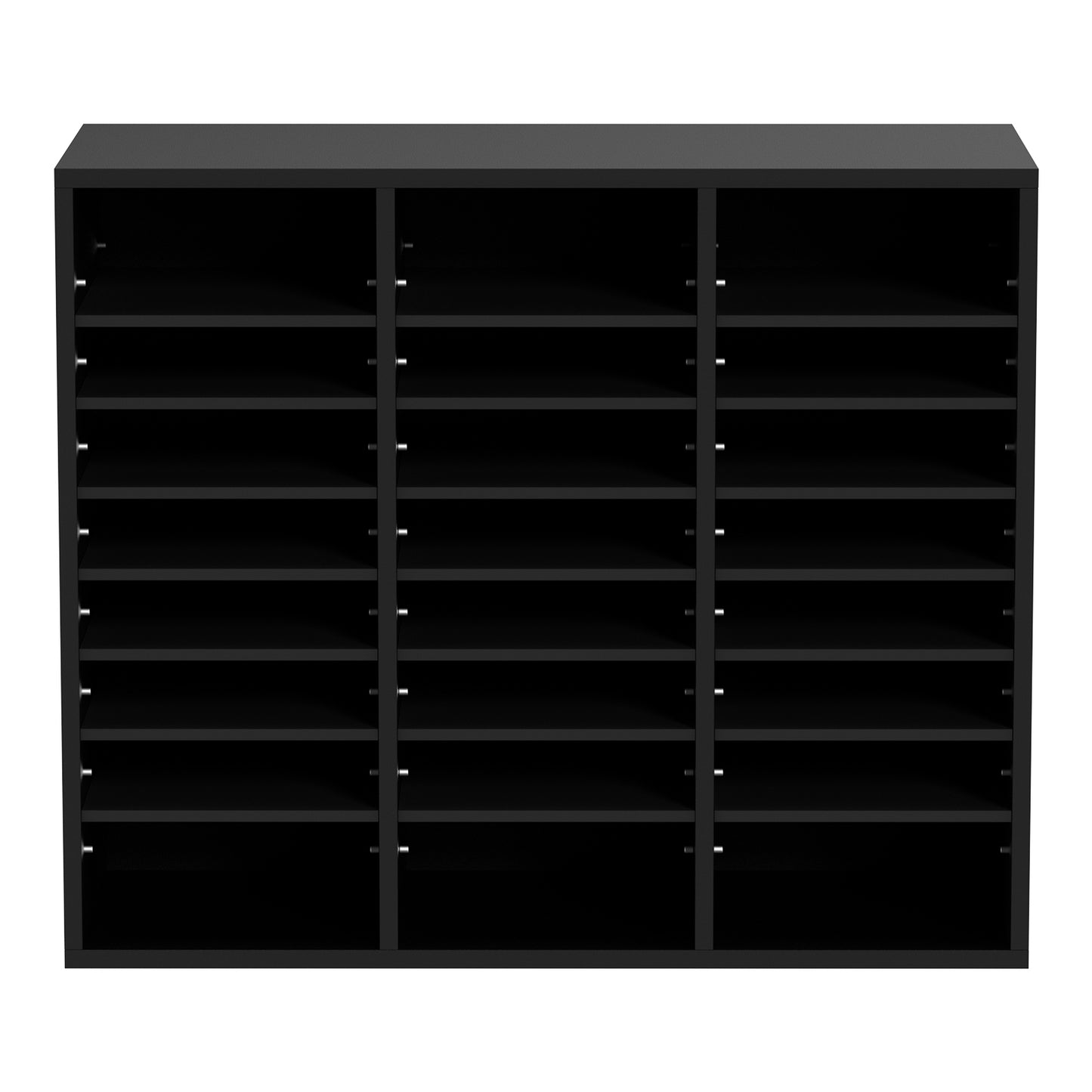 24 Compartment Black Wood File Sorter Organizer