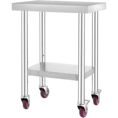 Stainless Steel Work Table - 24x18 Inch Adjustable Height Prep Station