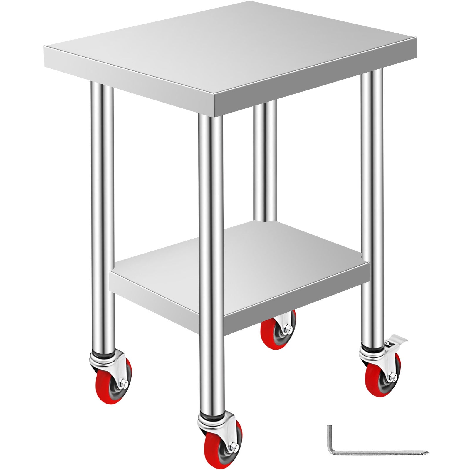 Stainless Steel Work Table - 24x18 Inch Adjustable Height Prep Station