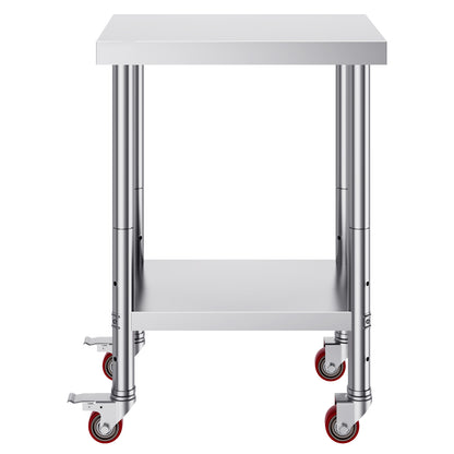 Stainless Steel Work Table - 24x18 Inch Adjustable Height Prep Station