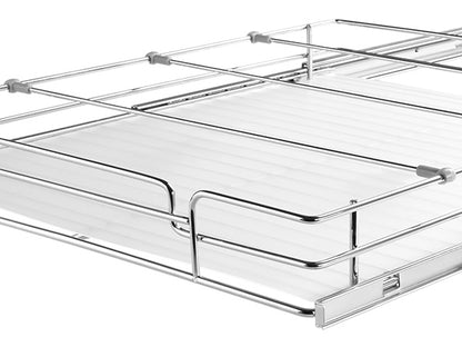 Silver Metal Pull Out Cabinet Organizer Shelf - 14" x 21" for Living Room