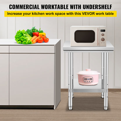 24 Inch Stainless Steel Kitchen Work Table - Steel Gray