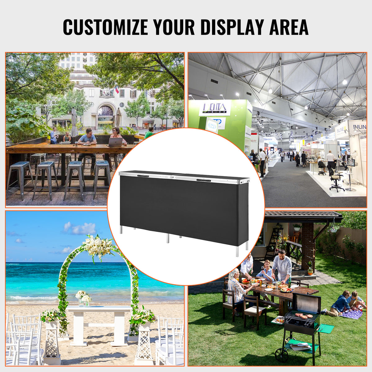 Black Aluminum Folding Trade Show Table - 77.95" Long