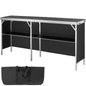 Extra Long Folding Portable Bar Table - Tradeshow Podium Table for Indoor, Outdoor, Party, Picnic, Exhibition, Includes Carrying Case, Storage Shelf and  Black Skirt, 77.95" x 15.16" x 34.65"