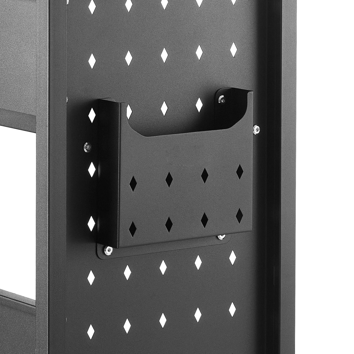 Large Black Carbon Steel Rolling Book Cart - 3 Tier Storage for Living Room