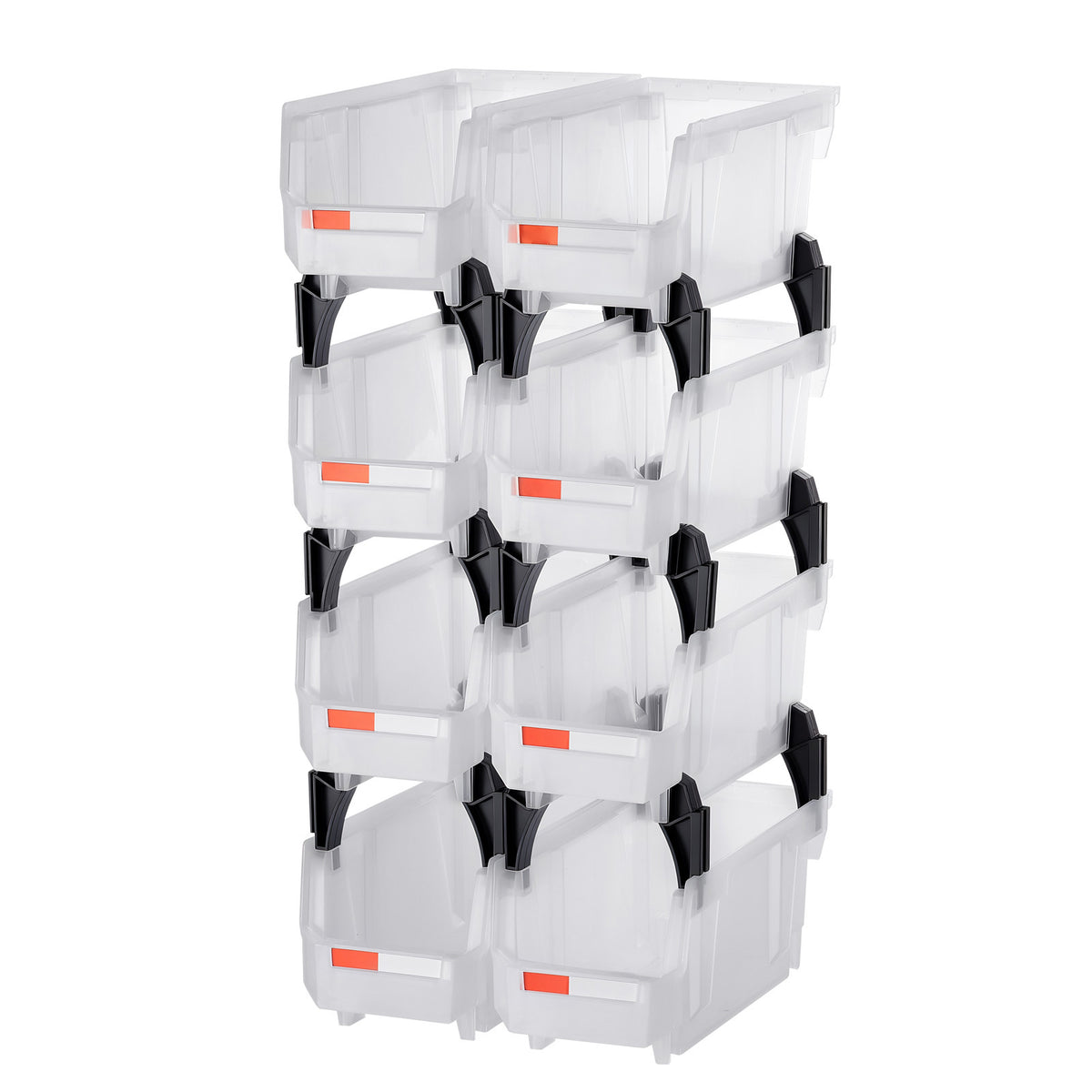Transparent Polypropylene Storage Bins - 8 Pack for Living Room