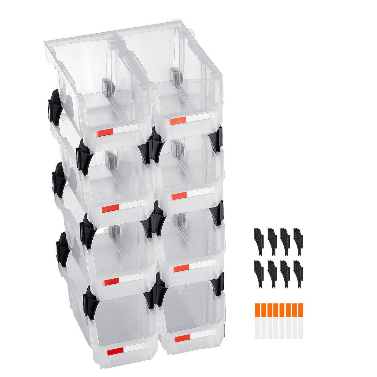 Transparent Polypropylene Storage Bins - 8 Pack for Living Room
