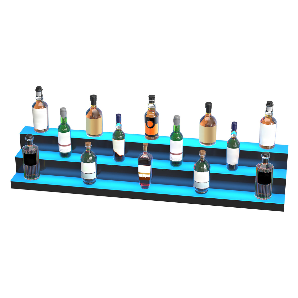 Acrylic Bar Shelf with LED Lights - 3 Tier Display