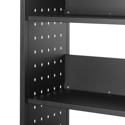 Large 3-Tier Rolling Book Cart - Black Carbon Steel for Living Room