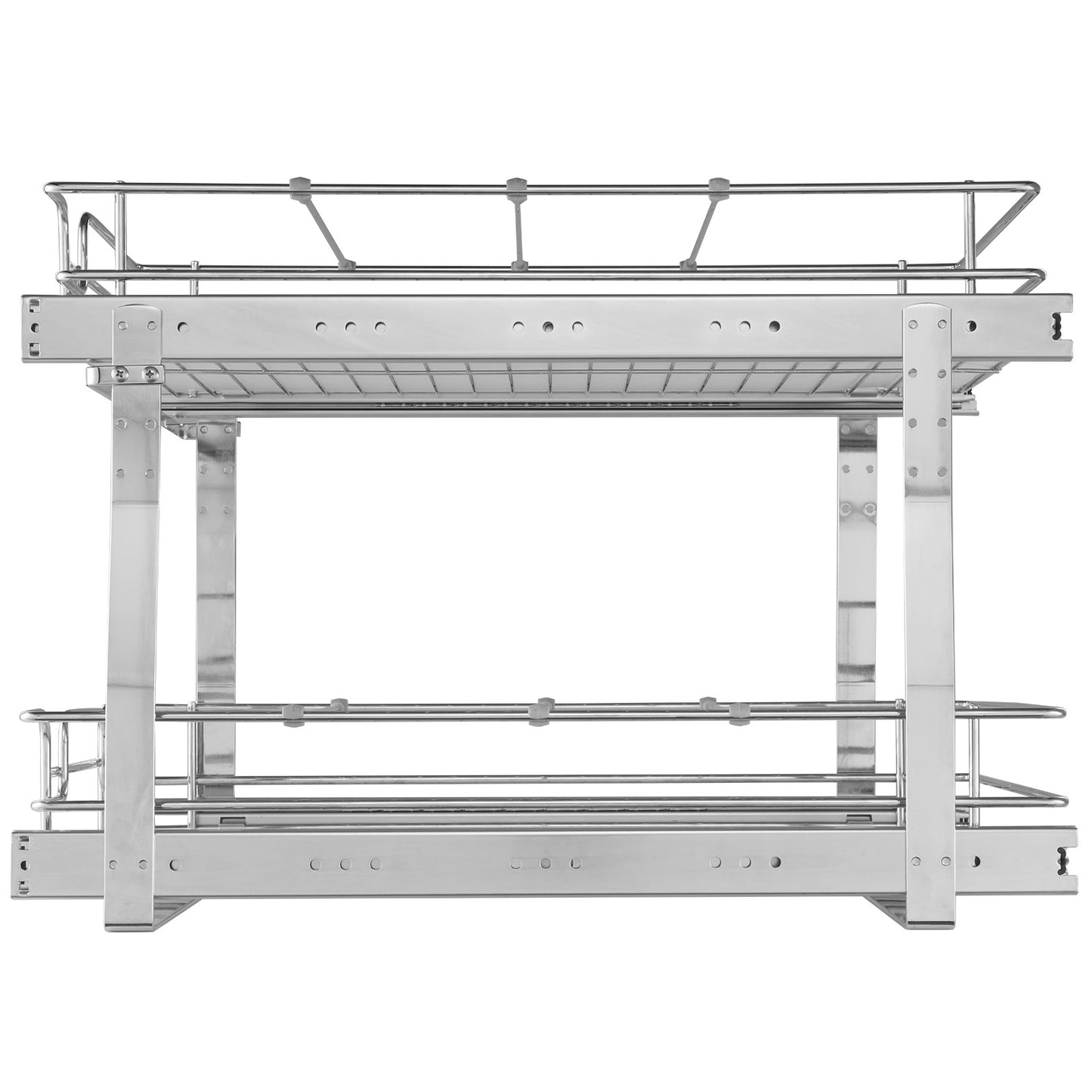 Silver Metal 2-Tier Pull Out Cabinet Organizer for Living Room