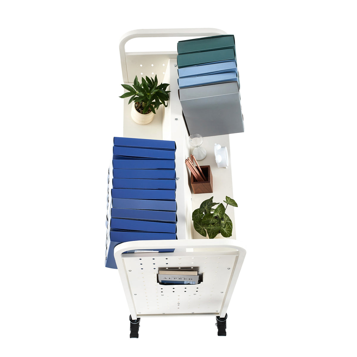 3-Tier Rolling Book Cart - White Storage Shelf