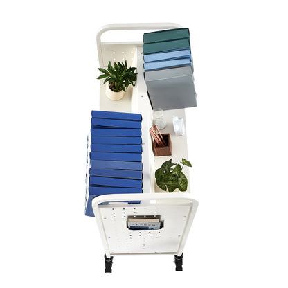 3-Tier Rolling Book Cart - White Storage Shelf