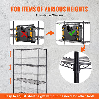 700 lb Heavy Duty Metal Shelving Unit - Silver Carbon Steel for Living Room