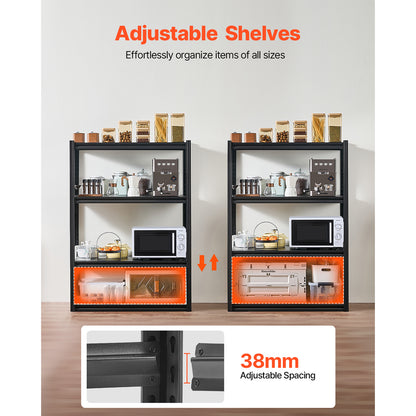 20 x 40 inch Carbon Steel Garage Shelves - 4 Tier Storage