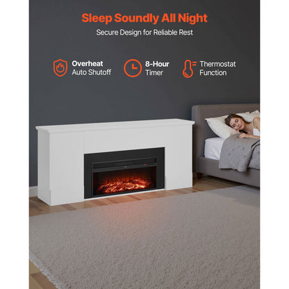 79.7" Black White Steel Electric Fireplace Stove - Bedroom Heating for Living Room