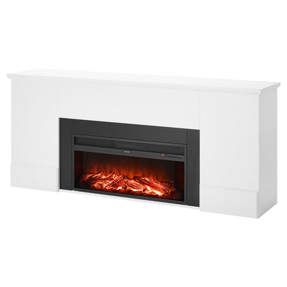 79.7" Black White Steel Electric Fireplace Stove - Bedroom Heating for Living Room